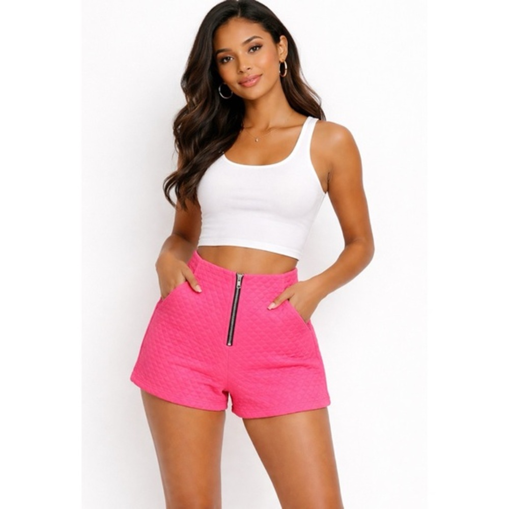 Final! TOPSHOP Hot Pink Zipper Shorts Sz 4